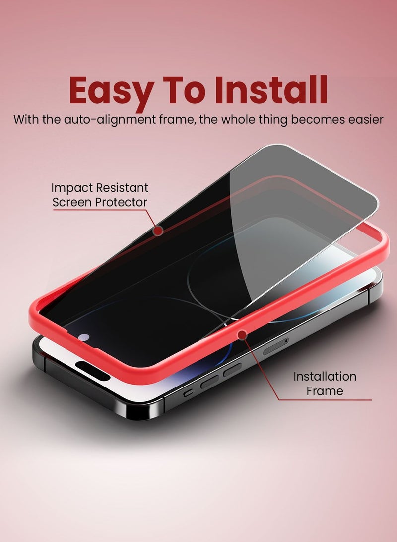 Moxedo Glass Screen Protector Privacy HD 10x Military Grade Protection with Easy Installation Frame Compatible for iPhone 14 Pro 6.1 inch - Image 2