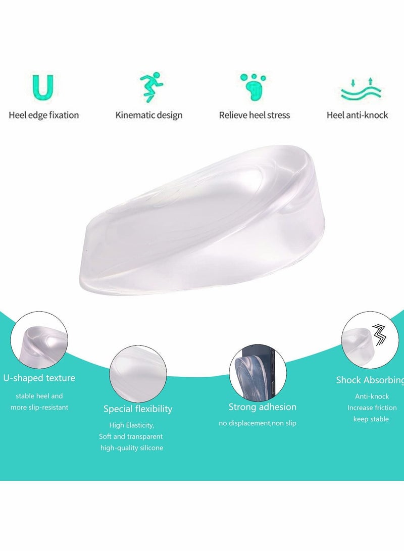 KASTWAVE 1 Pair Gel Height Increase Heel Insoles, Invisible Shoe Lifts Inserts,Cushion Elastic Shock Absorption Heel Pads, Lift Shoes Inserts 1cm 2cm 3cm for Men and Women (White, Height :2cm)  - Image 2