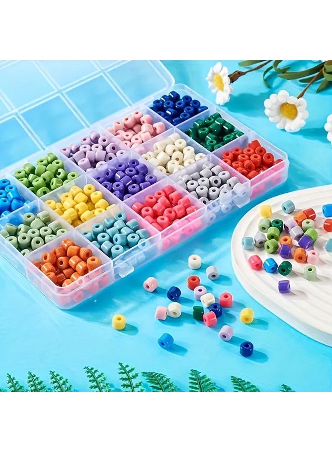 100 حبة أسطوانية صغيرة من الأكريليك الأبيض المعتم، مجموعة من الخرز لصنع المجوهرات DIY والأساور والأقراط والقلائد ومستلزمات الحرف اليدوية - Image 1