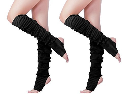 v28 Long Leg Warmer, Women’s Men 80s Party Ribbed Knit Dance Sports, 71(bk+bk) - Image 5