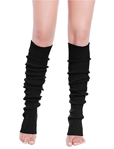 v28 Long Leg Warmer, Women’s Men 80s Party Ribbed Knit Dance Sports, 71(bk+bk) - Image 3
