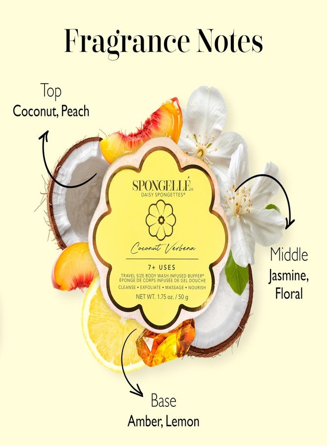 SPONGELLÉ Spongelle Coconut Verbena Spongette Loofah Body Scrubber | Bath & Shower Loofah for Women | Body Scrubber Exfoliator with Body Wash Infused Sponge | 5+ uses | Creamy Coconut, Verbena & Lime - Image 3