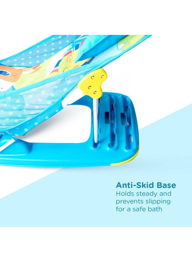 mee mee Mee Mee Newborn Baby Bather | Bath Chair for Newborns and Infants 0-12 Months | Foldable | 3 Position Adjustable chair | Anti Skid Base | Washable Soft Mesh Seat | for Babies Upto 5Kg (Blue) - Image 4