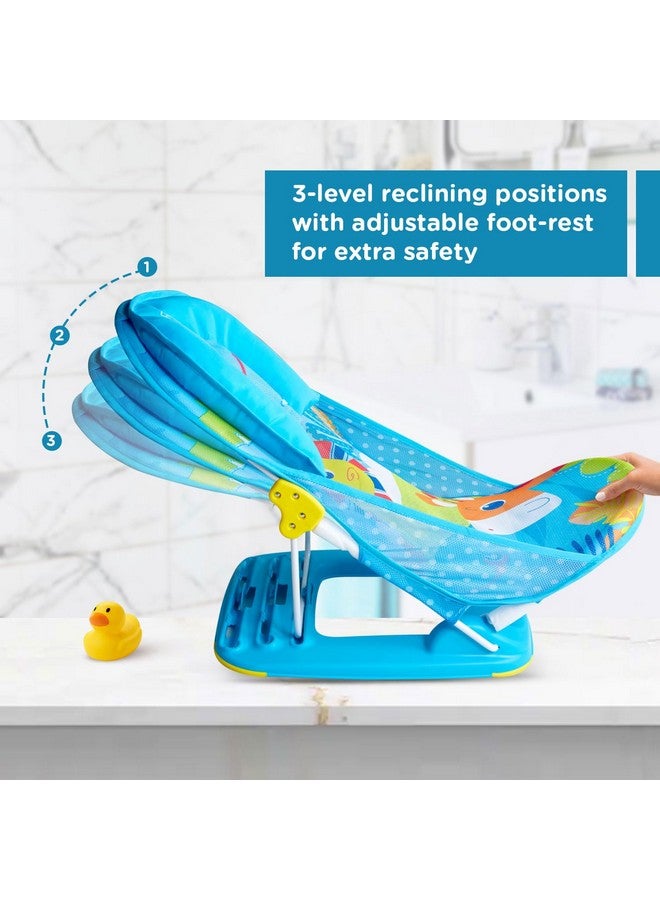 mee mee Mee Mee Newborn Baby Bather | Bath Chair for Newborns and Infants 0-12 Months | Foldable | 3 Position Adjustable chair | Anti Skid Base | Washable Soft Mesh Seat | for Babies Upto 5Kg (Blue) - Image 3