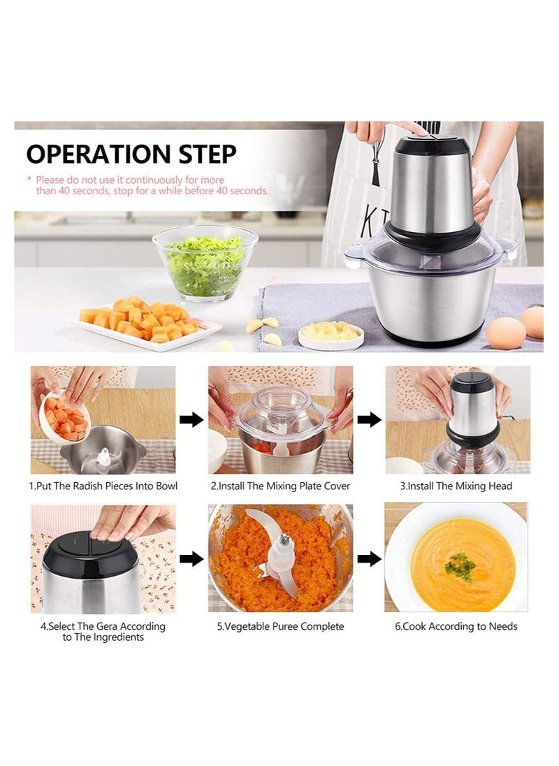 Eworld Electric Meat Chopper and Grinder, Stainless Steel Food Processor for Vegetable and Fruits 3L  - Image 2
