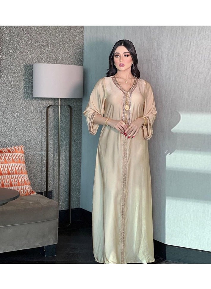 ShineShe Muslim Dress Dubai Women's Fashion Abaya Long Dress Beaded Dress Robe  - Image 2