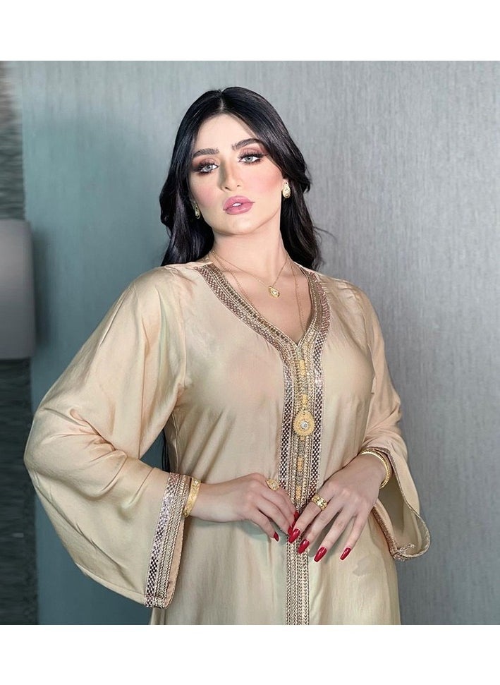 ShineShe Muslim Dress Dubai Women's Fashion Abaya Long Dress Beaded Dress Robe  - Image 3