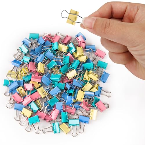 OWLKELA 120 Pack Mini Binder Clips, Color Binder Clips, Small Paper Clips 15mm 5/8 Inch. Micro Size Office Clips for Home School Office and Business. - Image 1