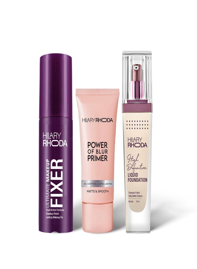 Hilary Rhoda Party Makeup Kit | Pore Minimiser Primer | Liquid Foundation | Travel-Friendly | Makeup Gift Set | Holiday Beauty Kit | Makeup Kit for Women | Gift for Sister | All skin types - Image 2