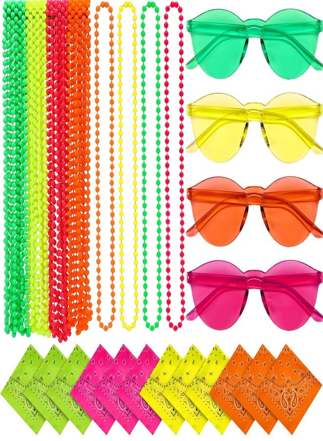 چوينت مجموعة إكسسوارات لعبة كرة القدم النيونية من جونتي، 48 قطعة، زينة لحفلات العودة للوطن - 12 منديل رأس، 12 نظارة شمسية، 24 قلادة خرزية. هدايا حفلات نيون بالجملة للمناسبات الرياضية، وروح المدرسة، وأيام الأسبوع. - Image 1