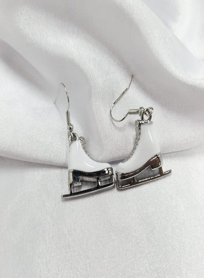 OIDIMS Skating Shoe Dangle Earring for Women Stainless Steel CZ Crystal Ice Skating Piercing Drop Studs Figure Skating Dangling Earrings Birthday Fashion Gifts for Skate Lover Sports Style (White) - Image 5