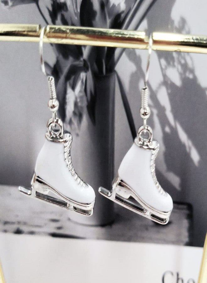 OIDIMS Skating Shoe Dangle Earring for Women Stainless Steel CZ Crystal Ice Skating Piercing Drop Studs Figure Skating Dangling Earrings Birthday Fashion Gifts for Skate Lover Sports Style (White) - Image 4