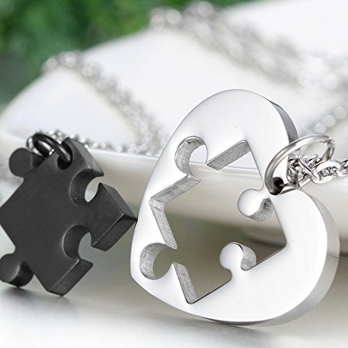 OIDEA Couple Puzzle Necklace Relationship Unique Jewelry Gifts for Girlfriend Boyfriend Wife Husband - Image 2