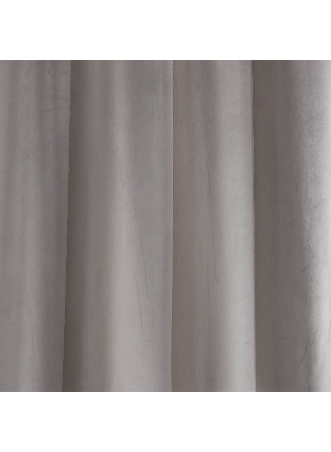Home Box Dove Extra Long Dimout Velvet Curtain Set - Grey - Image 3