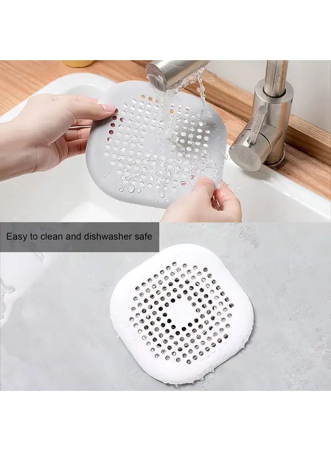 Gray White 2 Pack Shower Drain Cover With Suction Cup Hair Filter Flat Bottom Plug - Image 3