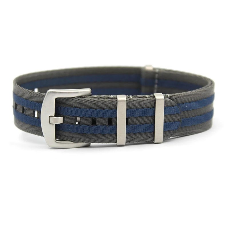 Bluejw Durable Replacement 100% Nylon Watch Strap – Smooth 1-Piece Seatbelt-Style Band with Striped Pattern for Vintage Watches, Fits 18mm 20mm 22mm - Image 1