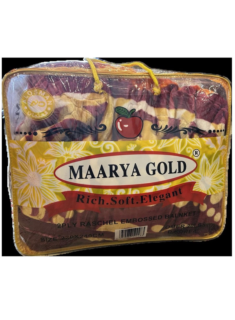 MAARYA GOLD 2 PLY SUPER SOFT EMBOSSED BLANKET - Image 1