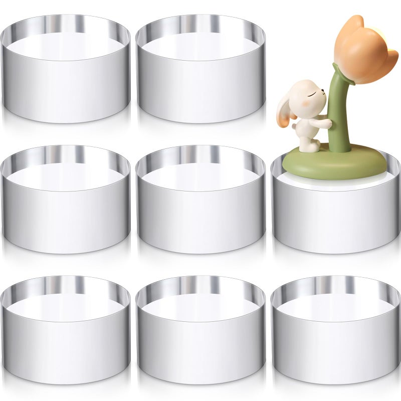 Remerry 8 Pcs Acrylic Round Blocks for Display Clear Polished Blocks for Display Clear Acrylic Edge Polished Base Display Riser for Table Showing Cosmetics Collectibles Figures (2 x 2 x 1 Inches) - Image 1