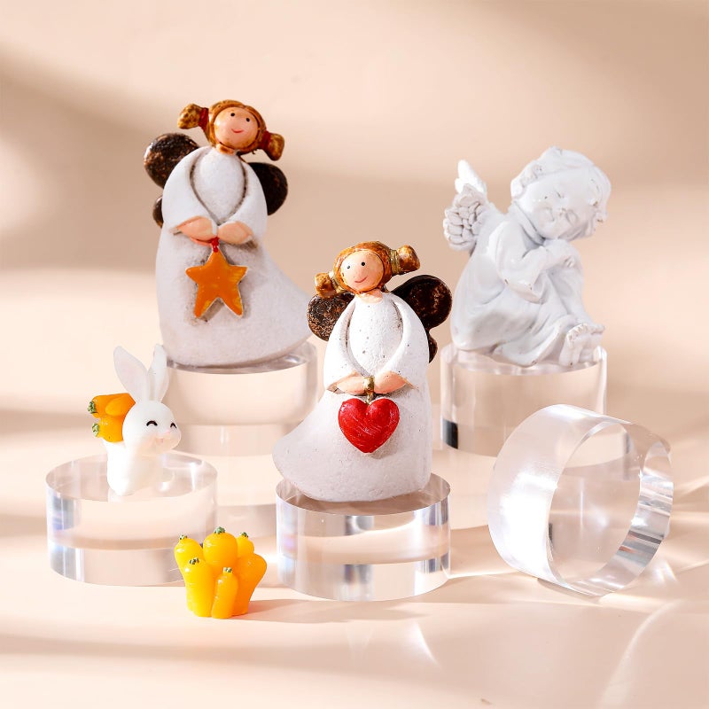 Remerry 8 Pcs Acrylic Round Blocks for Display Clear Polished Blocks for Display Clear Acrylic Edge Polished Base Display Riser for Table Showing Cosmetics Collectibles Figures (2 x 2 x 1 Inches) - Image 2