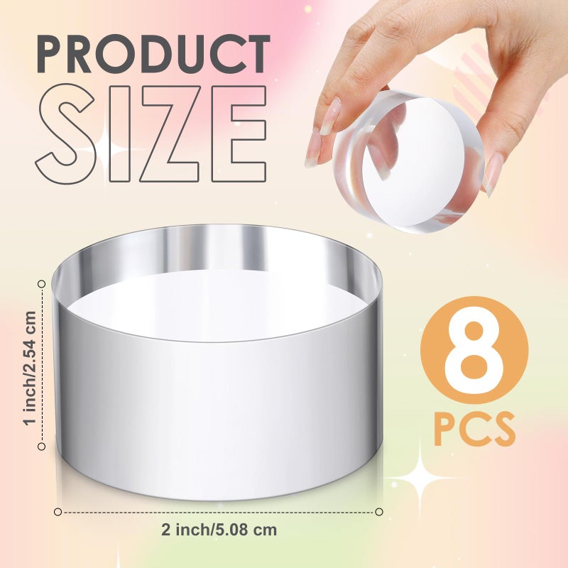 Remerry 8 Pcs Acrylic Round Blocks for Display Clear Polished Blocks for Display Clear Acrylic Edge Polished Base Display Riser for Table Showing Cosmetics Collectibles Figures (2 x 2 x 1 Inches) - Image 3