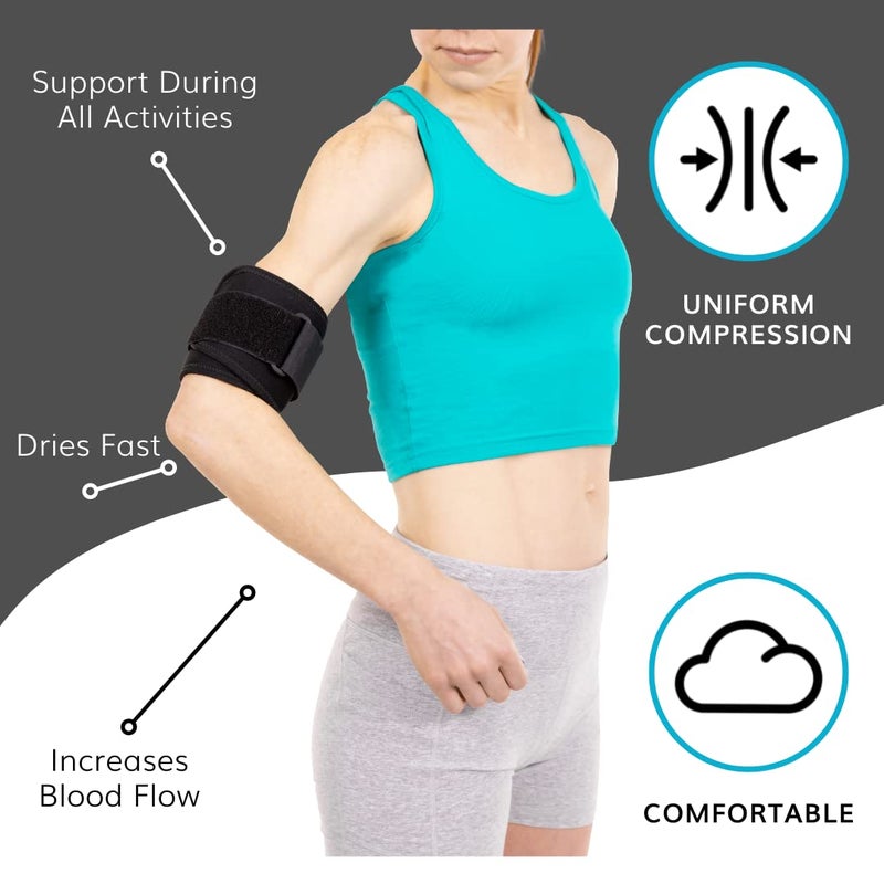 BraceAbility Bicep Band - Upper Arm Compression Sleeve Support Brace for Tendonitis Treatment, Tears, Swelling Relief, Injuries, Tendon Rupture, Brachii Muscle Strains, Tricep Pain Wrap (One Size) - Image 4