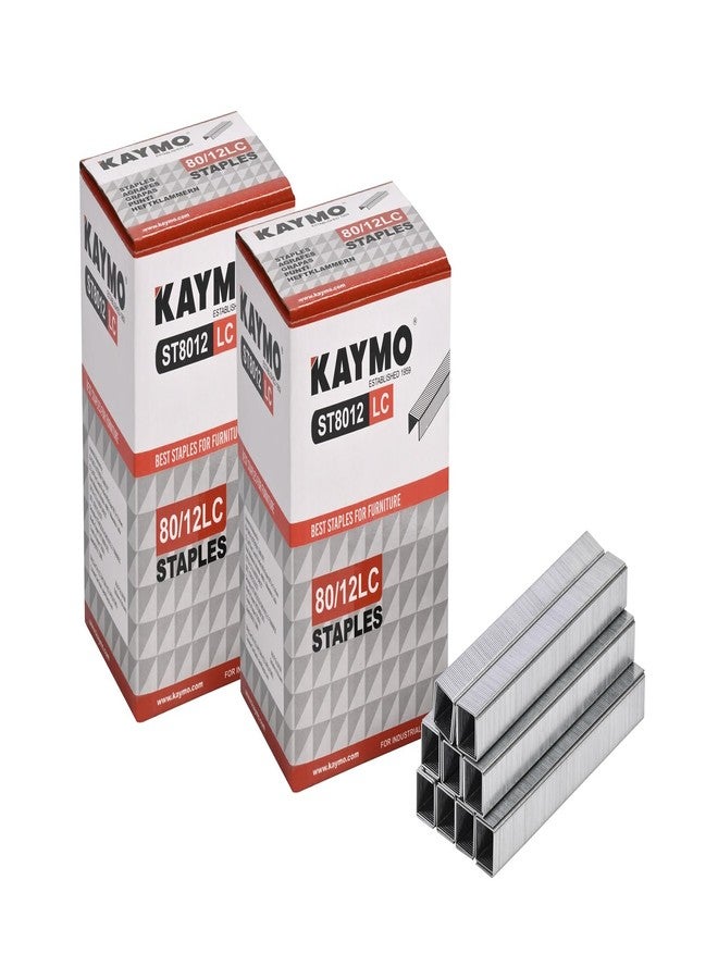 Kaymo ST8012LC Staples | 12mm Length | Pack of 2 (15,000 Pins) | For Upholstery, DIY, Woodworking