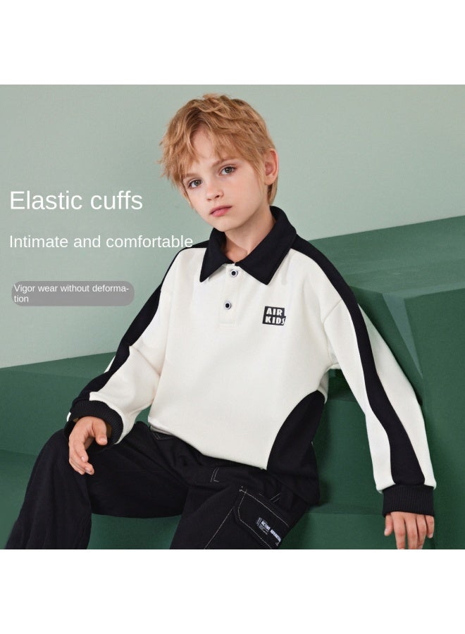 abckids Children's Set】boys' Two-piece Set For Fall 2025, Fashionable Color-block Hoodie With Athletic Casual Pants For Older Kids - Image 5