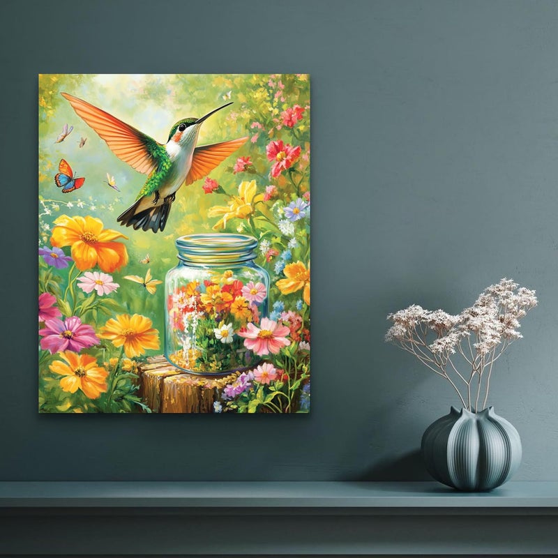 Banket Paint by Numbers Kit for Adults Beginner Hummingbird DIY Painting Kits for Adults Flowers Easy Adult Paint by Number Kits on Canvas Color by Numbers for Gifts Home Wall Decor 16x20 Inch - Image 2