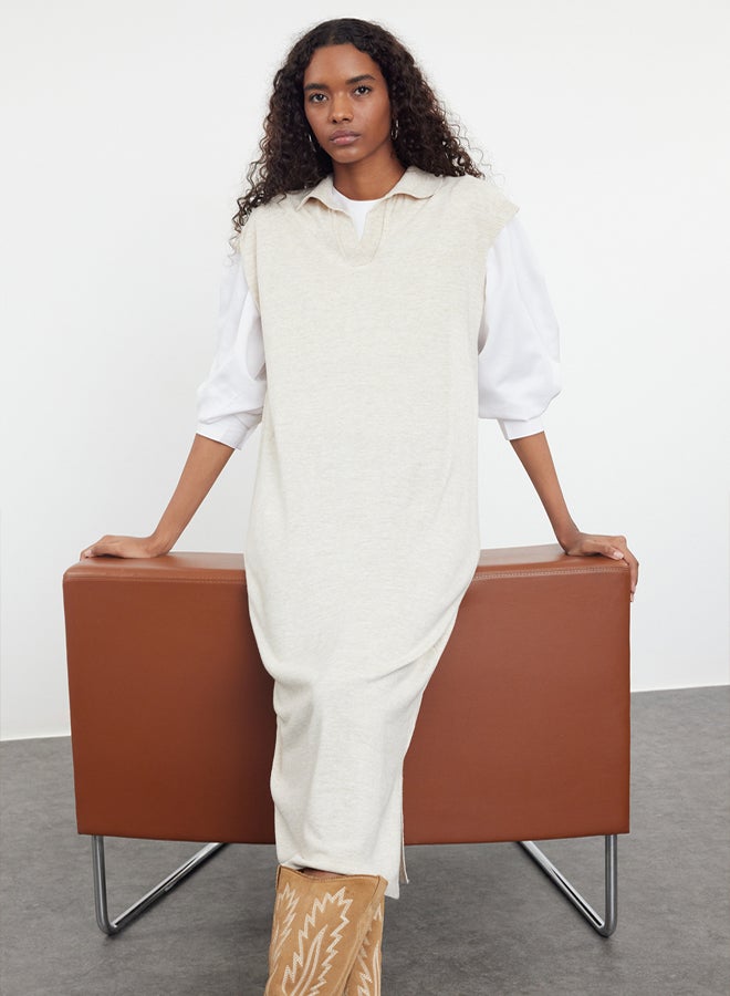 trendyol Stone Long Knitwear Sweater Dress - Image 2