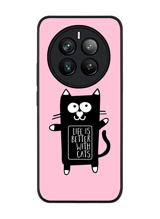 Stylizedd Rugged Black edge case for Realme 12 Pro / Realme 12 Pro Plus 5G, Slim fit Soft Case Flexible TPU Gel Thin Cover -  Life is better with cats - Image 1