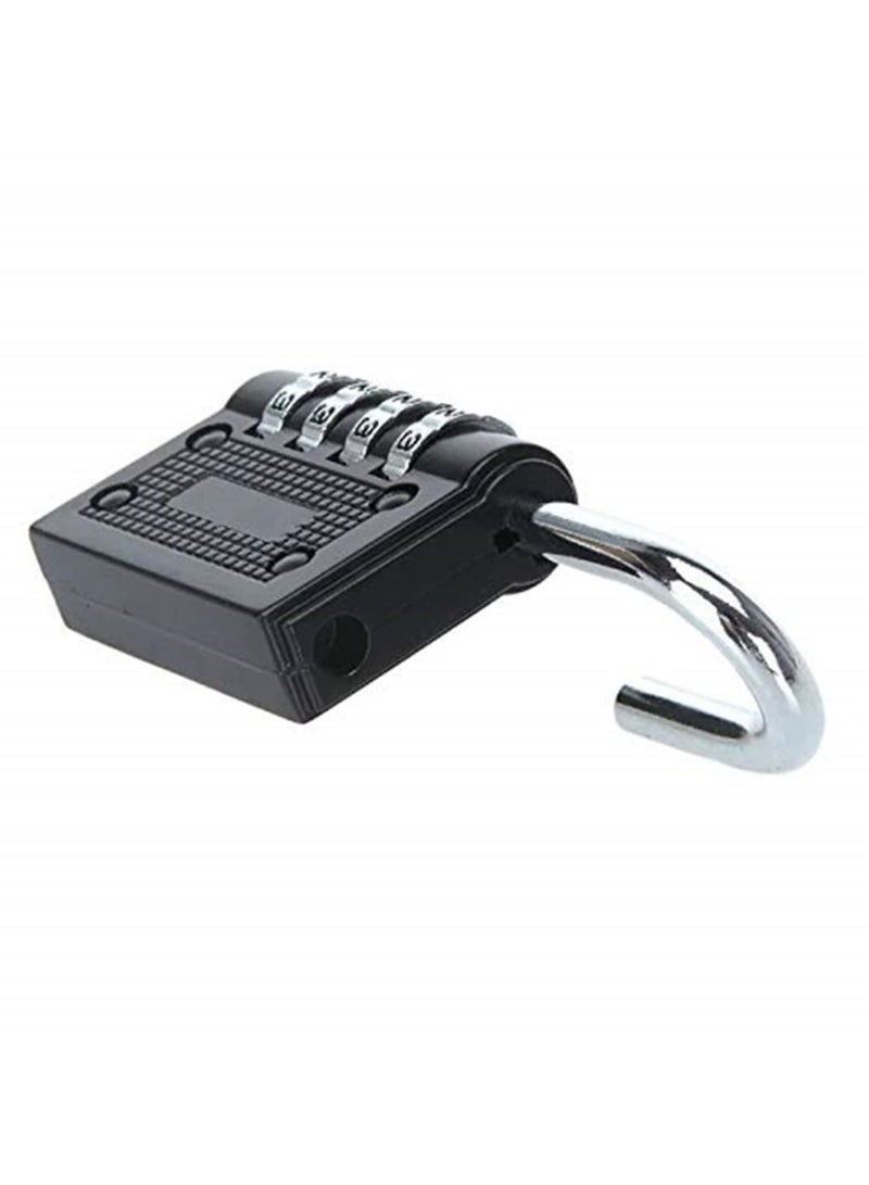 4 Digit Combination Padlock, Security Padlock, Luggage Travel Locks, Code Lock with Alloy Body for Travel Suitcases, Luggage Bags, Locker, School Gym, Bike Lock - Zinc Finish-  Black  - Image 2