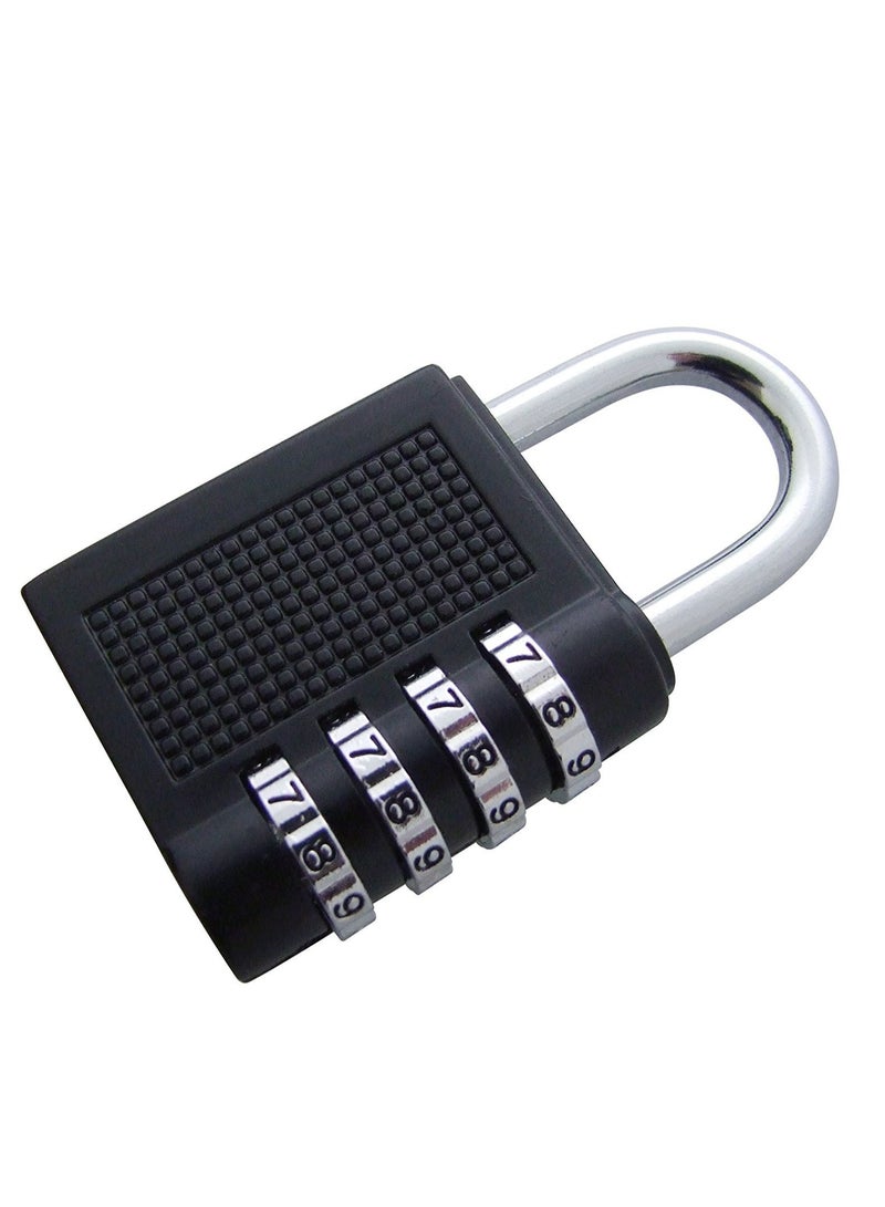 4 Digit Combination Padlock, Security Padlock, Luggage Travel Locks, Code Lock with Alloy Body for Travel Suitcases, Luggage Bags, Locker, School Gym, Bike Lock - Zinc Finish-  Black  - Image 4