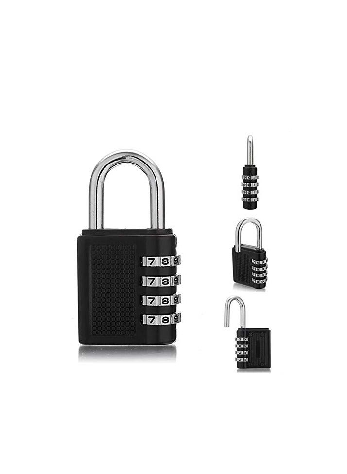 4 Digit Combination Padlock, Security Padlock, Luggage Travel Locks, Code Lock with Alloy Body for Travel Suitcases, Luggage Bags, Locker, School Gym, Bike Lock - Zinc Finish-  Black  - Image 5