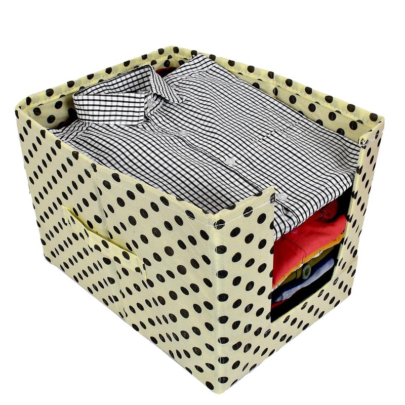 Kuber Industries Polka Print 2 Pieces Non Woven Shirt StackerShirt Organizer Wardrobe Organizer IvoryKUBMART1610 - Image 5