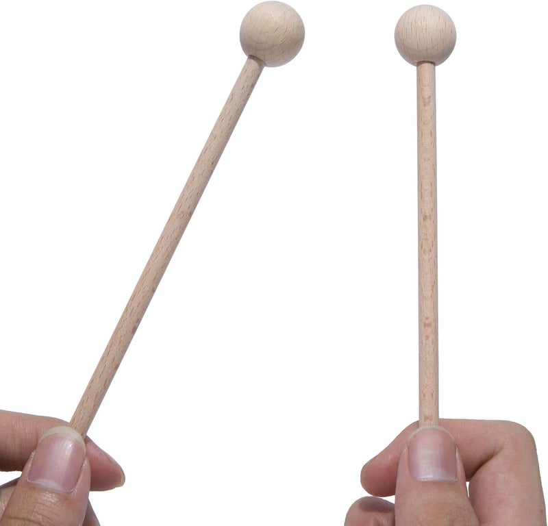 Mihey Wood Mallets Percussion Sticks for Xylophone Chime Wood Block Glockenspiel and Bells 8 Inch Long - Image 1