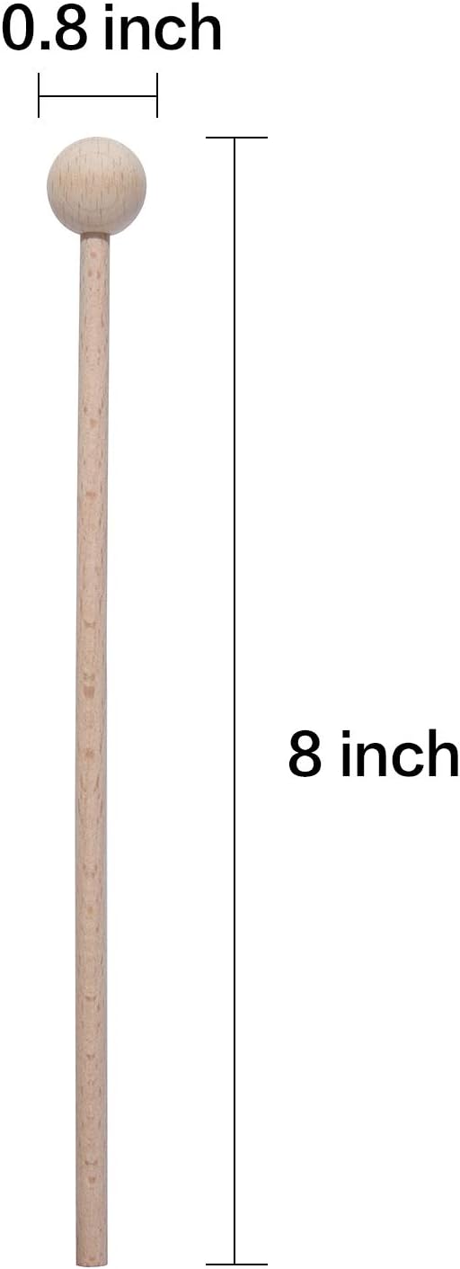 Mihey Wood Mallets Percussion Sticks for Xylophone Chime Wood Block Glockenspiel and Bells 8 Inch Long - Image 4