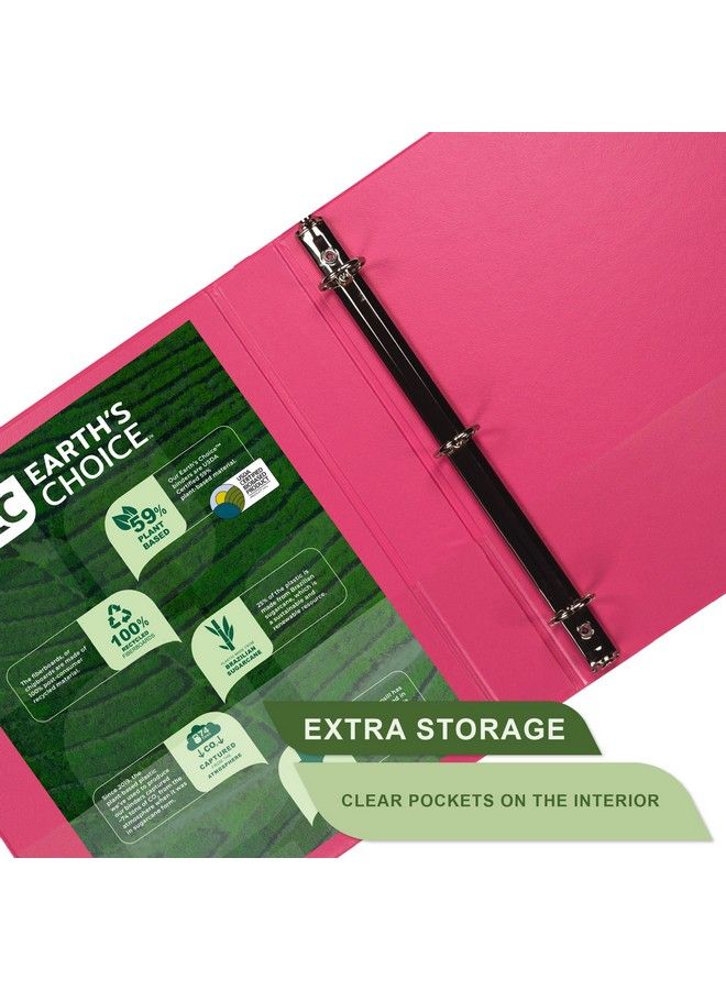 Samsill Earth’S Choice™ Durable Fashion Color 3 Ring View Binder 1.5 Inch Round Ring Up To 25% Plantbased Plastic Ecofriendly Usda Certified Biobased Pink Berry Value 2 Pack - Image 5
