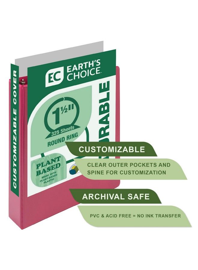 Samsill Earth’S Choice™ Durable Fashion Color 3 Ring View Binder 1.5 Inch Round Ring Up To 25% Plantbased Plastic Ecofriendly Usda Certified Biobased Pink Berry Value 2 Pack - Image 4