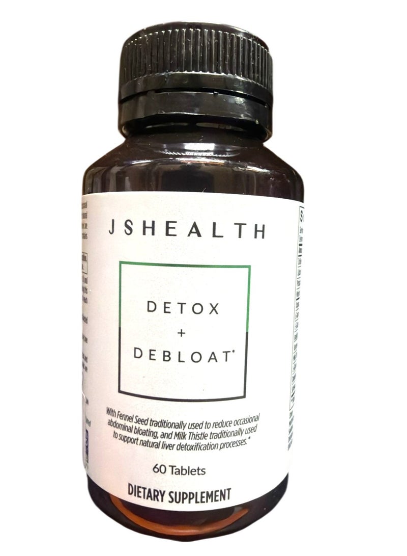 JSHealth فيتامينات ديتوكس وتخفيف الانتفاخ لصحة الكبد | حبوب ديتوكس الكبد | تركيبة تخفيف الانتفاخ مع الشوك الحليب، الكركم، الشمر | مكمل تنظيف الكبد (60 قرص)  - Image 1