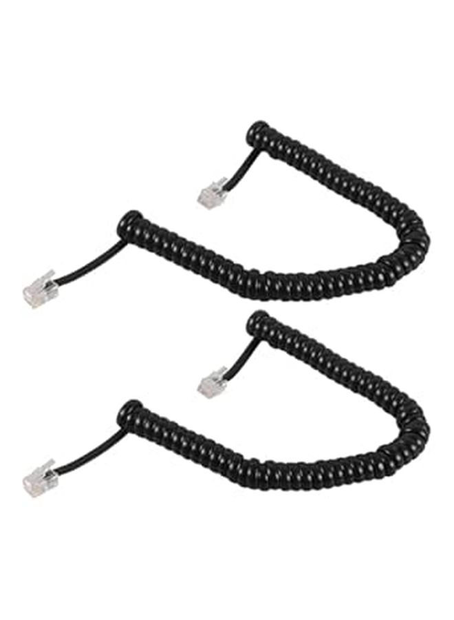 Coiled Telephone Cord for Landline Phones Black Receiver Cable Home and Office Use - Image 1