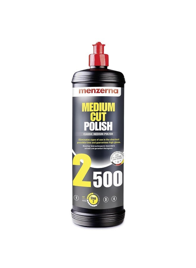 Medium Cut Polish 2500 - Classic Medium Polish for Swirl Mark, Oxidation & Light Scratch Removal with High Gloss Finish - 1 Liter, Step 2 Polish, Manual & Machine Application - Image 1