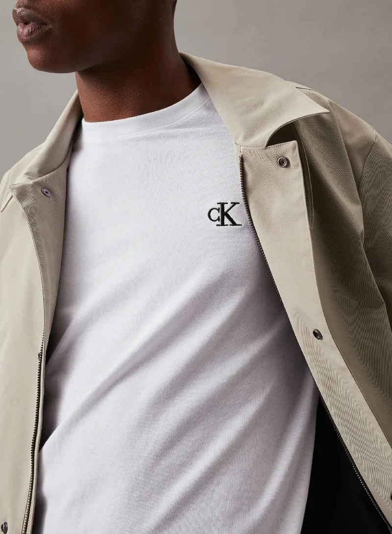 Calvin Klein Jeans Bright White Slim Cotton T-Shirt for Men | Best Price UAE