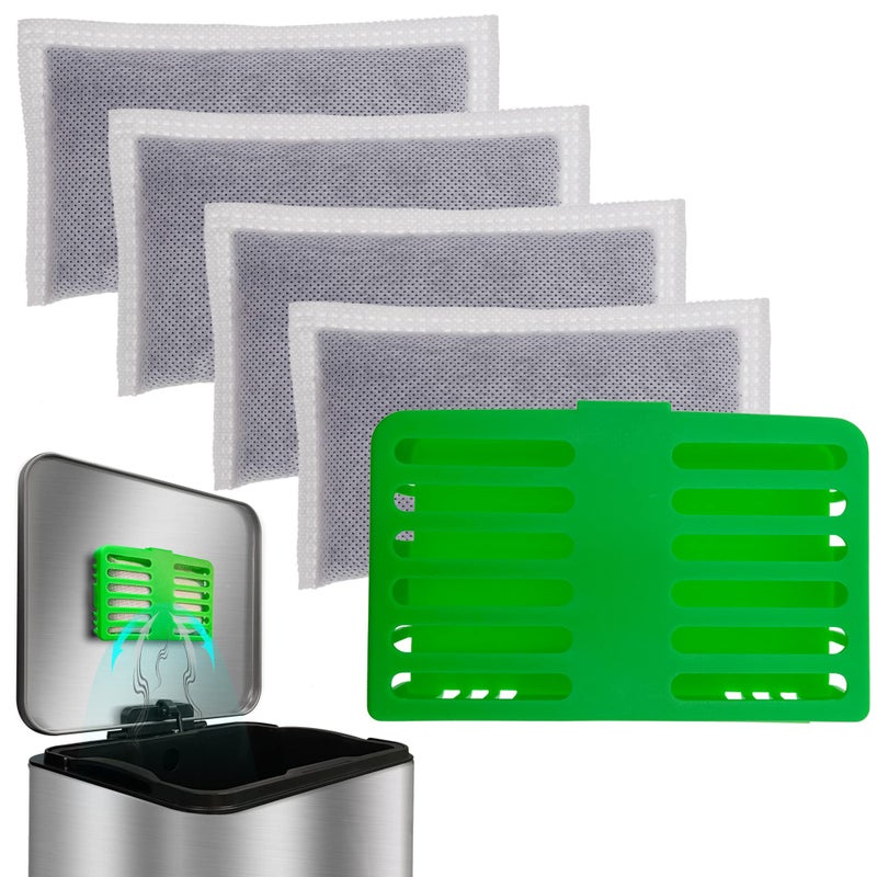 ShuRex Activated Charcoal Odor Absorbing Filter Refill Deodorizer Compatible with iTouchless Trash Cans 8 Gallon and Larger 4 Large Filters 1 Compartment Green 