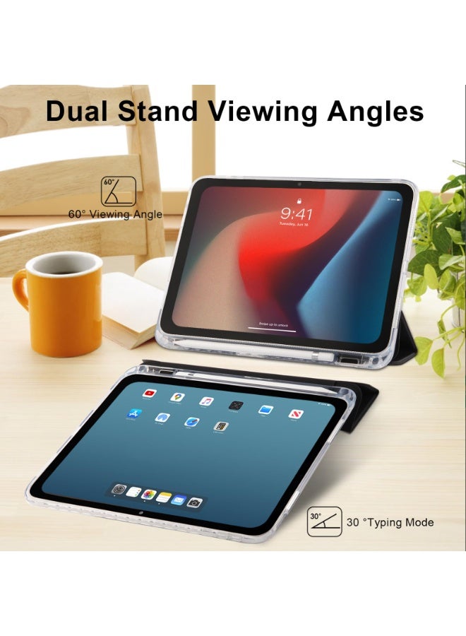 Case for  Samsung Galaxy Tab A9 ，Transparent Airbag With Pen Slot For Anti Drop, Tablet Protective Cover, Triple Fold Multi Angle Design, Automatic Wake-up/sleep, Soft Leather, Black - Image 4