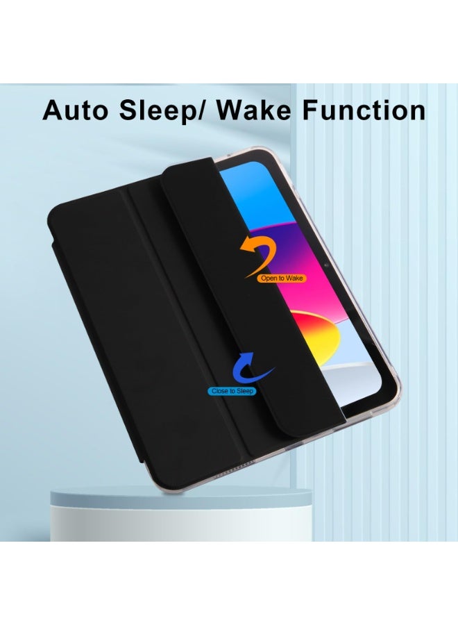 Case for  Samsung Galaxy Tab A9 ，Transparent Airbag With Pen Slot For Anti Drop, Tablet Protective Cover, Triple Fold Multi Angle Design, Automatic Wake-up/sleep, Soft Leather, Black - Image 5