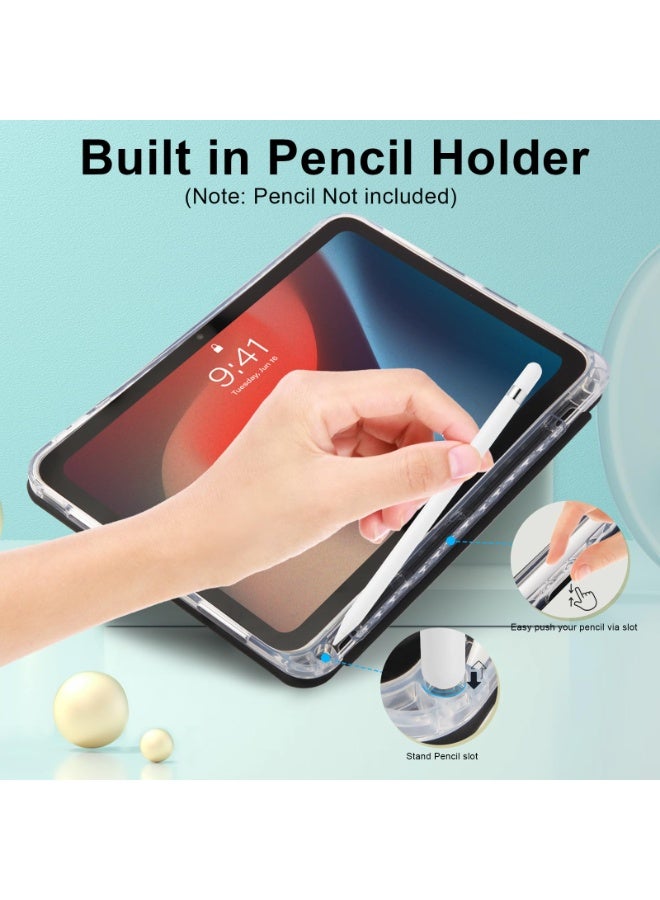 Case for  Samsung Galaxy Tab A9 ，Transparent Airbag With Pen Slot For Anti Drop, Tablet Protective Cover, Triple Fold Multi Angle Design, Automatic Wake-up/sleep, Soft Leather, Black - Image 3