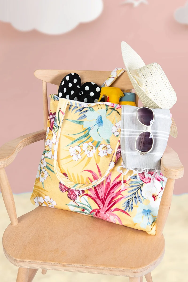 Hamur Dough Beach Towel 100 x 150 cm. Bag Dough Beach Towel Tropical