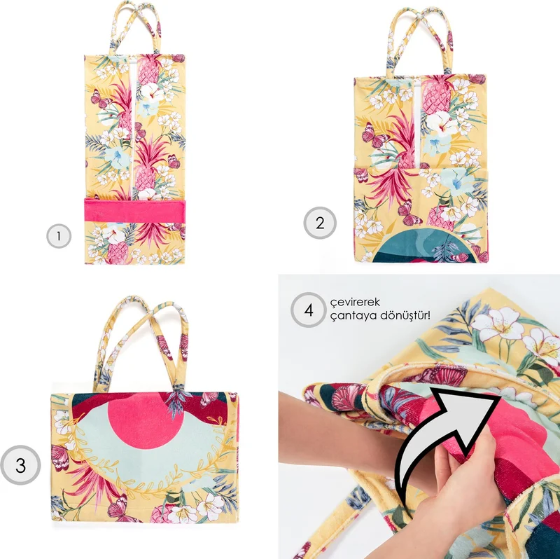 Hamur Dough Beach Towel 100 x 150 cm. Bag Dough Beach Towel Tropical