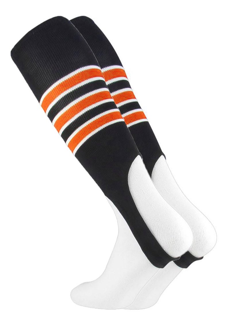 MadSportsStuff Baseball Stirrups Pattern D (Black/Orange/White, Large) - Image 1