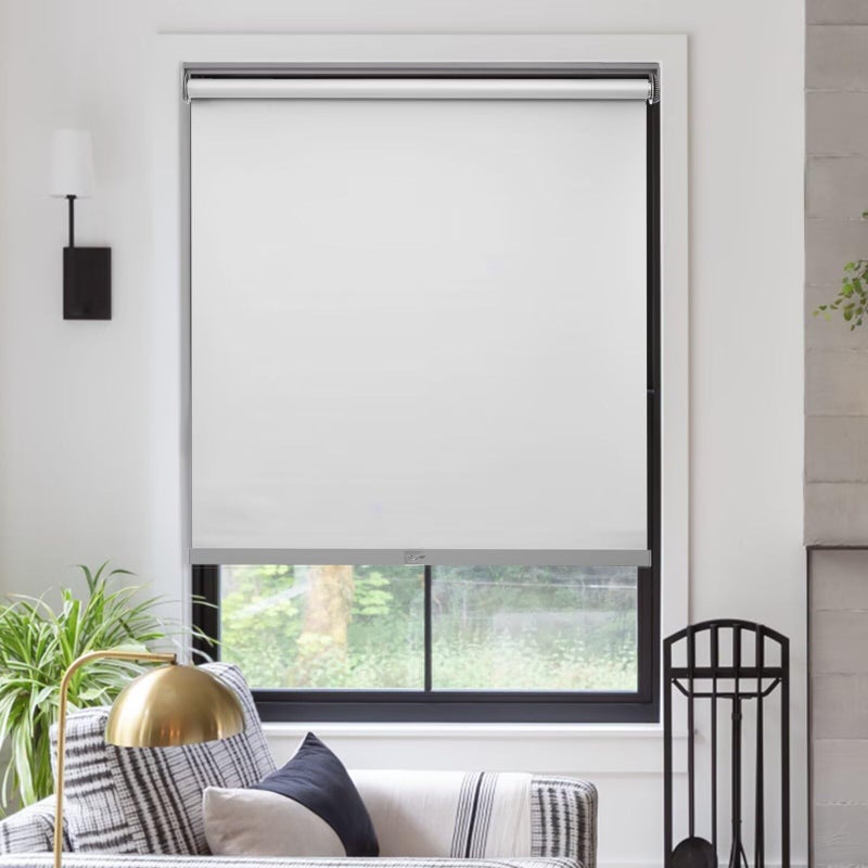 MYshade FreeStop Cordless Roller Shades for Windows Room Darkening Roller Shades  Blinds Same Color Both Sides Fabric Pull Down for Home Office Indoor Easy to Install White35 W X 72 H